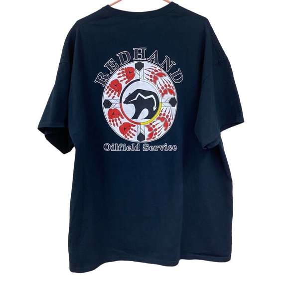Roughneck Black T Shirt Worker Red Hand Oilfield Service 2XL Alaskan Native - Picture 1 of 9